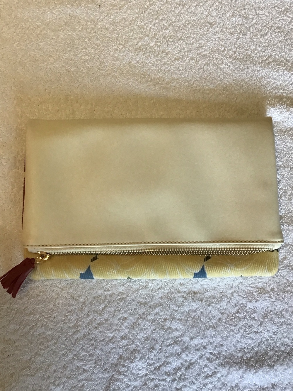 Rachel Pally Yellow Fold-Over Clutch with Tassel Accent